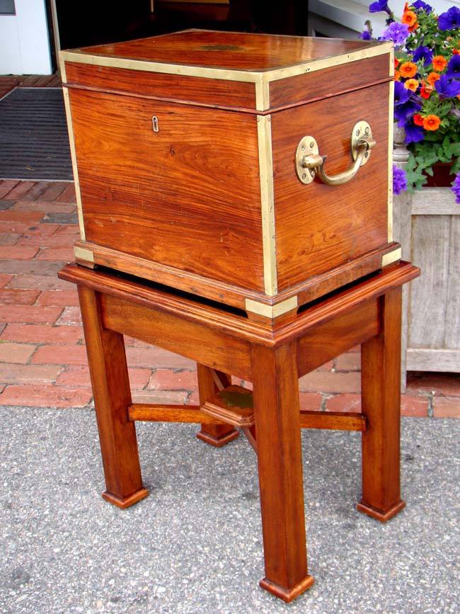 A stunning English Georgian brass bound Tulipwood Chest on Stand circa 1800-1825
